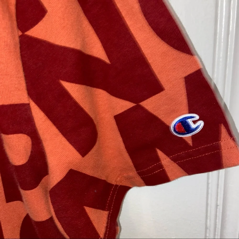 Champion men’s Lord short sleeve all over Spell-out Tee orangish red - Picture 3 of 6